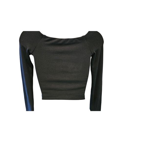 NWT Commense XS / S black long sleeve STRETCH crop top sexy minimalist bodycon - Picture 2 of 6
